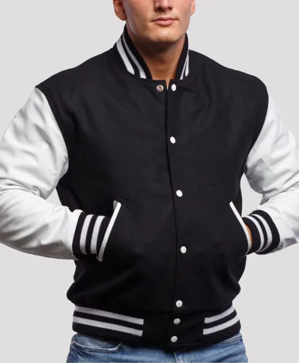 Ethan Black and White Bomber Jacket Closure