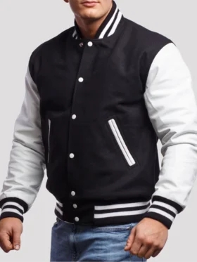 Ethan Black and White Bomber Jacket Main