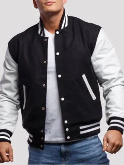 Ethan Black and White Bomber Jacket Style