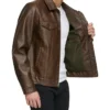 Ezra Men Leather Brown Jacket Closure