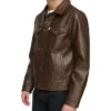 Ezra Men Leather Brown Jacket Right