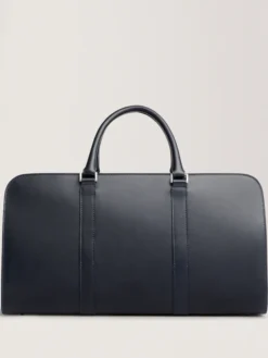 Handmade Leather Blue Weekender Bag For Mens Back