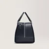 Handmade Leather Blue Weekender Bag For Mens Side