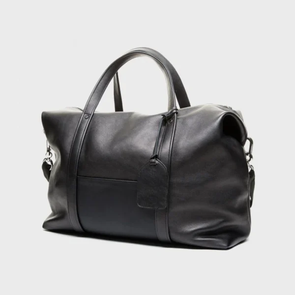 Handmade Leather Duffle Travel Bag Side