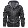 Hooded Biker Leather Jacket For Men Main