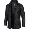 Jason Men Black Diamond Quilted Leather Jacket Right
