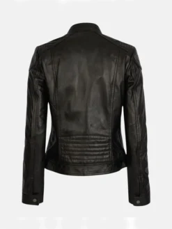 Jennifer Womens Black Leather Jacket Back