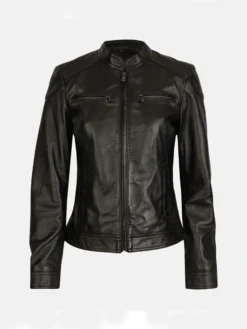 Jennifer Womens Black Leather Jacket main