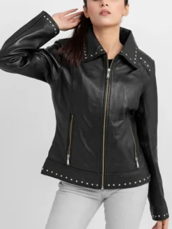 Jennifer Womens Black Motorcycle Jacket Main