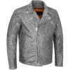 Jhon Mens Grey Distressed Biker Jacket 1