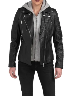 Leather Black Moto Jacket Womens Main