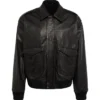 Leather Mens Black Aviator Jacket