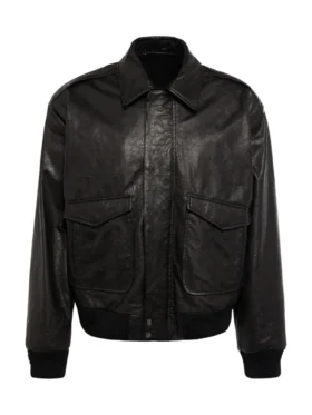 Leather Mens Black Aviator Jacket