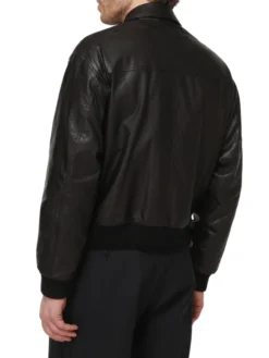 Leather Mens Black Aviator Jacket Back