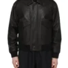 Leather Mens Black Aviator Jacket Front