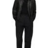 Leather Mens Black Aviator Jacket Stand