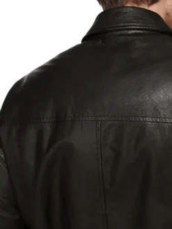 Leather Mens Black Aviator Jacket Stitched