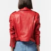 Loren Womens Brando Red Biker Jacket Back