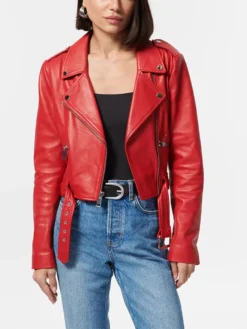 Loren Womens Brando Red Biker Jacket Main