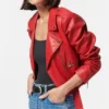 Loren Womens Brando Red Biker Jacket Side