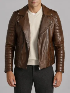 Luca Mens Vintage Brown Brando Biker Jacket