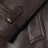 Men Stylish Long Brown Leather Trench Coat Cuff