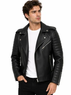 Men's Asymmetrical Black Biker Jackets