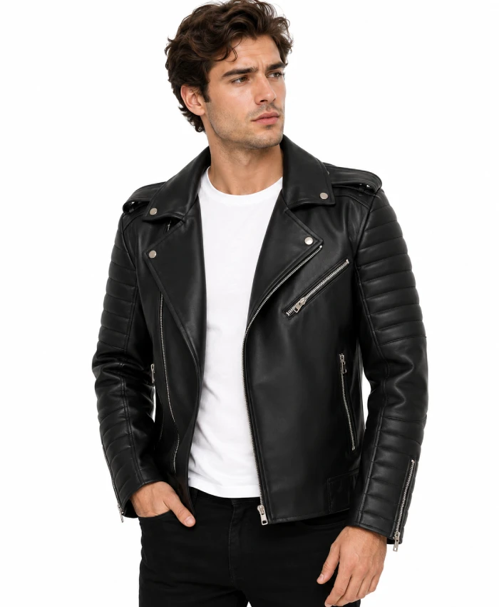 Men's Asymmetrical Black Biker Jackets