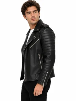 Men's Asymmetrical Black Biker Motorcycle Jackets