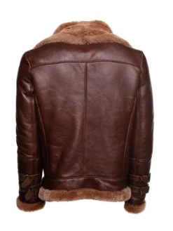 Mens B3 RAF Brown Leather Flight Bomber Jacket Back