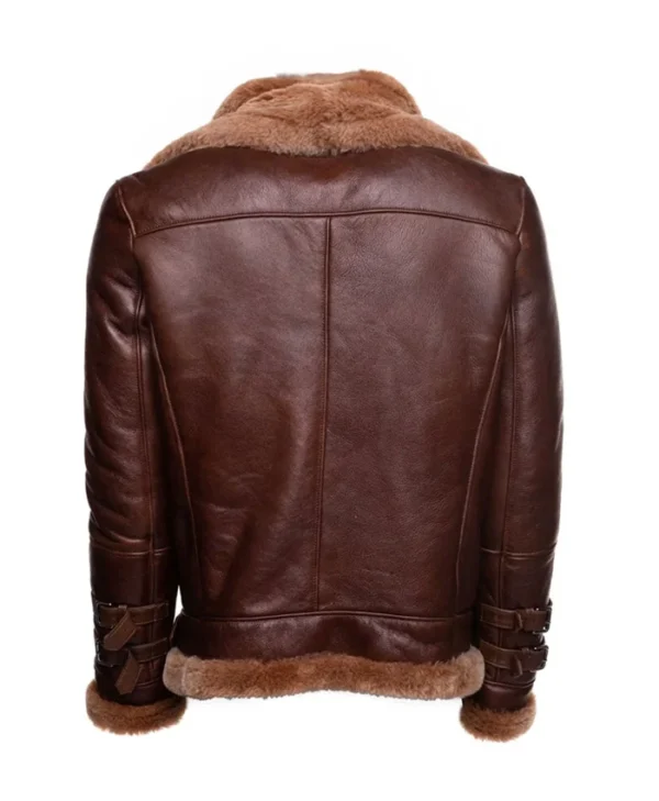 Mens B3 RAF Brown Leather Flight Bomber Jacket Back