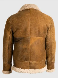Mens B3 Tan Brown Sheepskin Jacket Back