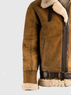 Mens B3 Tan Brown Sheepskin Jacket Cuffs