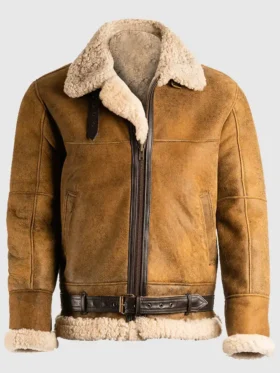 Mens B3 Tan Brown Sheepskin Jacket Main