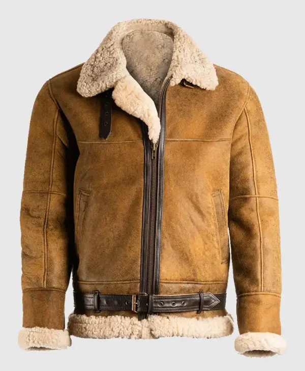 Mens B3 Tan Brown Sheepskin Jacket Main