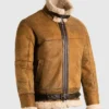 Mens B3 Tan Brown Sheepskin Jacket Side