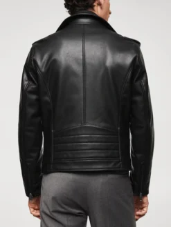 Mens Berlin Black Leather Motorcycle Jacket Back