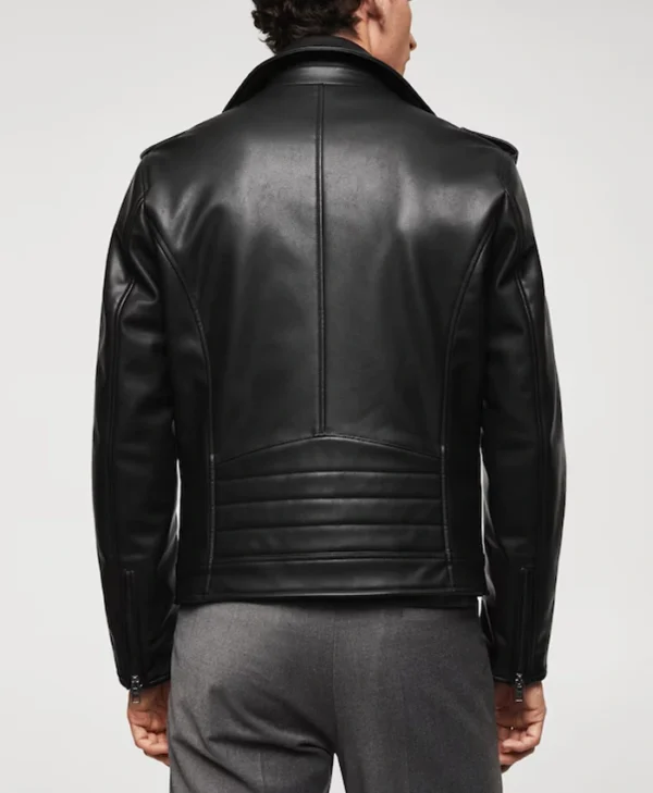 Men's Berlin Black Leather Motorcycle Jacket Back