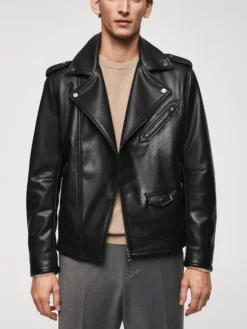 Mens Berlin Black Leather Motorcycle Jacket Main
