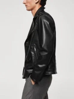 Mens Berlin Black Leather Motorcycle Jacket Right