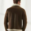 Mens Berlin Brown Bomber Shearling Jacket Back