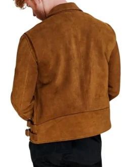Mens Biker Brown Suede Leather Jacket Back