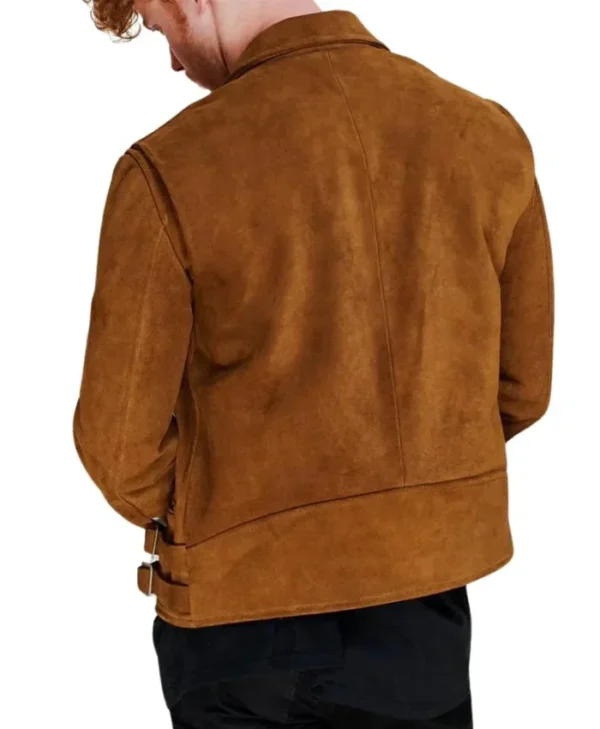 Mens Biker Brown Suede Leather Jacket Back