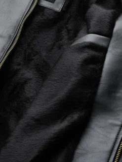 Mens Black And White Leather Jacket Mayhem Project Inner
