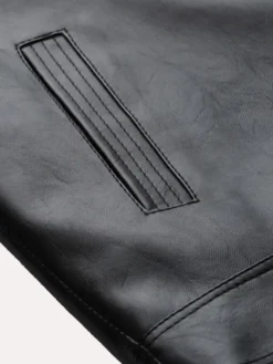 Mens Black And White Leather Jacket Mayhem Project Pockets