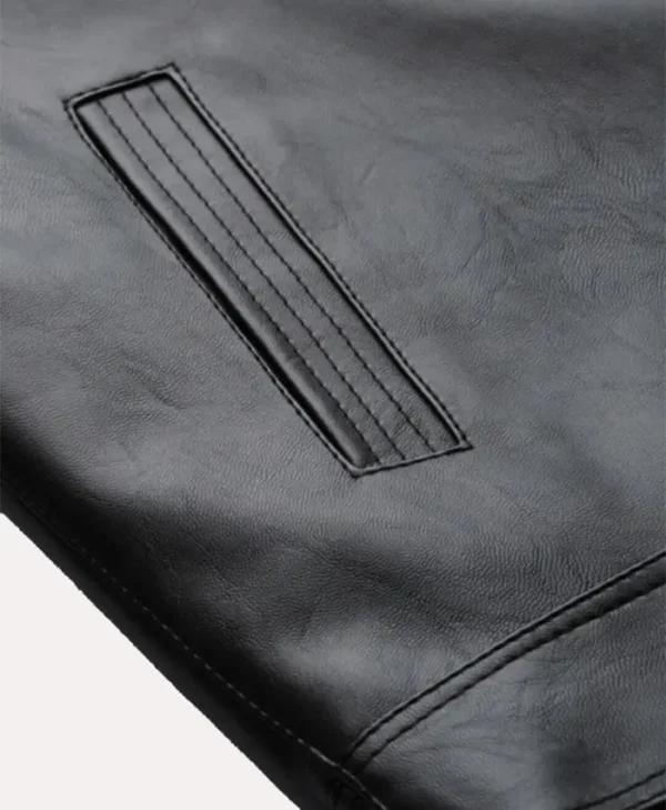 Mens Black And White Leather Jacket Mayhem Project Pockets