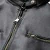 Mens Black And White Leather Jacket Mayhem Project Snap Tab