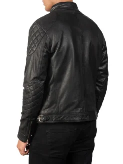 Mens Black Cafe Racer Jacket Back