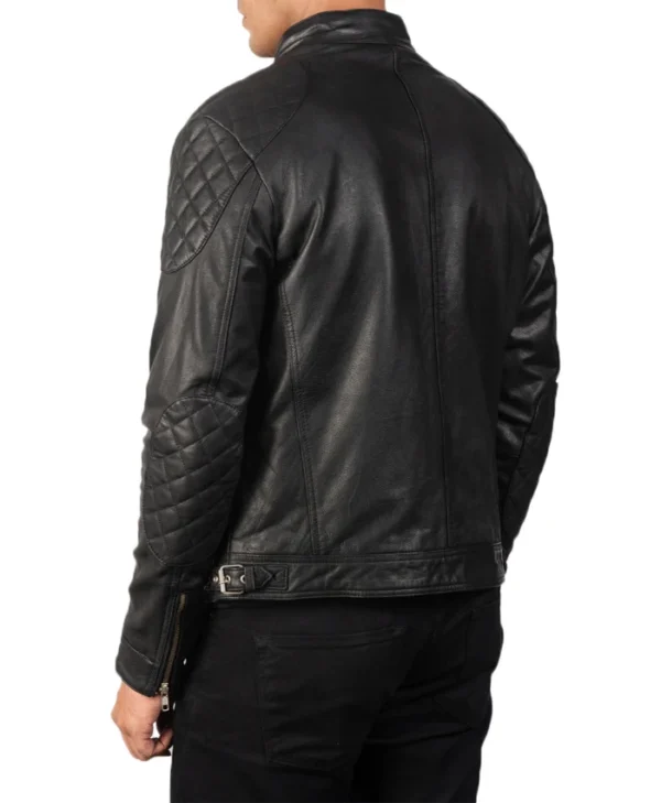 Mens Black Cafe Racer Jacket Back