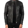 Men’s Black Cafe Racer Jacket Main